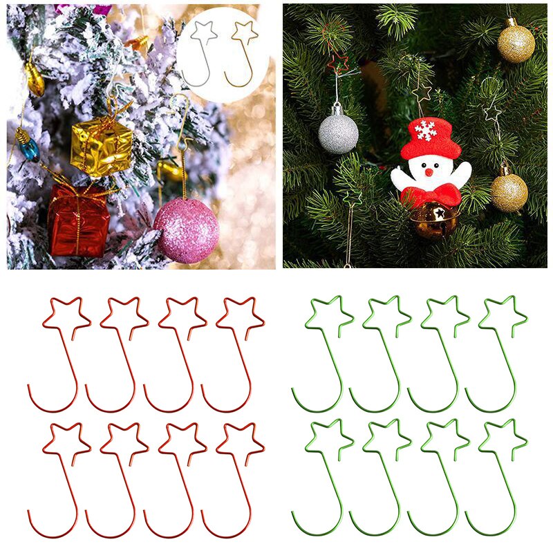 20pcs Christmas Star Hook Hanging Ornament Xmas Tree Garland Socks Holder Reusable Party Decoration Years Mall JA55