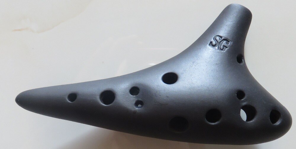 Arcilla quemadora ahumada, 12 agujeros, tono alto G/SG, flauta Ocarina, instrumento de música, buen sonido