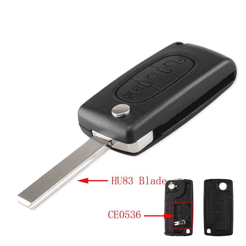 KEYYOU Key Case For Citroen C2 C3 C4 C5 C6 C8 XSARA 3 Buttons Flip Folding Remote Fob Car Key Shell Cover VA2/HU83 Blade: 2 Buttons