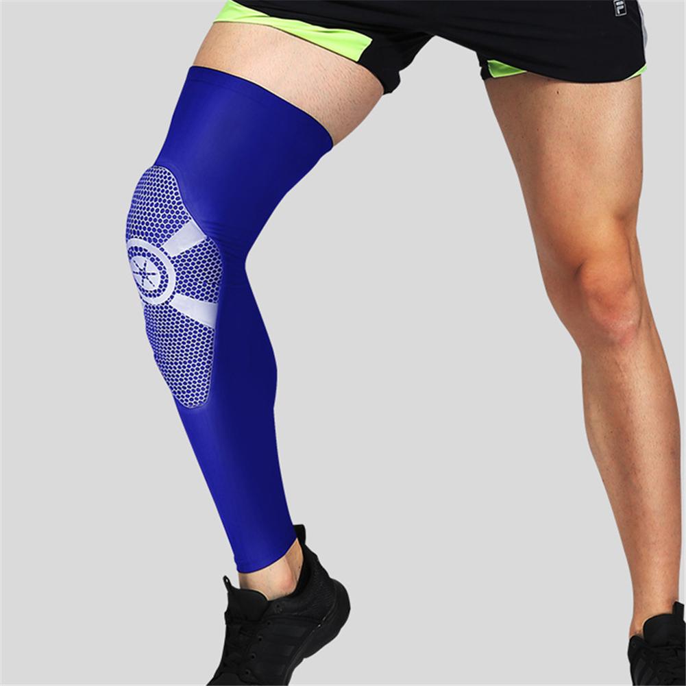 Rijden sportartikelen crashbestendige heren basketbal kniebeschermers brace knieondersteuning sport kniemouw beenwarmers fiets kniebeschermers: Blauw