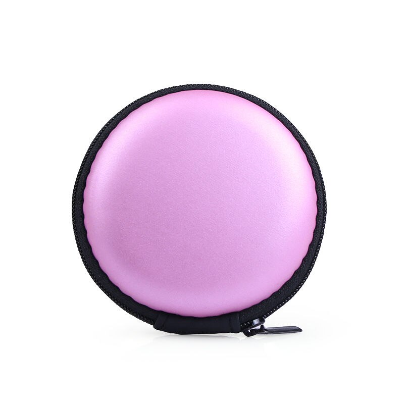 Mini Round Hard Earphones Case Portable Storage Bag for SD TF Cards Earphone Accessories Bags for xiaomi Samsung: Pink Purple