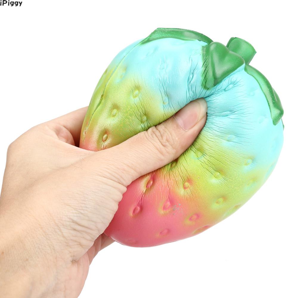 iPiggy 1PC Rainbow Strawberry Squishy Super Jumbo Scented Slow Rising Rare Fun Toy For Children Adults Relieves Stress Anxiety