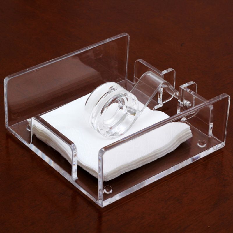 Square Clear Acrylic Cocktail Napkin Holder Paper Serviette Dispenser Tissue Box Bar Caddy for Dining Table Hotel Home Decor