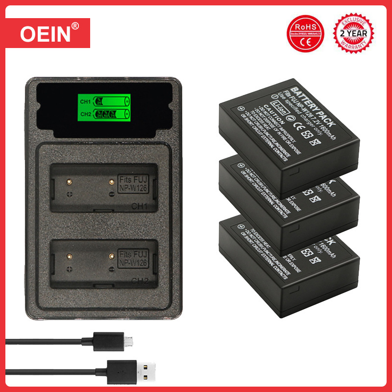 4 stk 1260 mah np -w126 np w126 np-w126s w126s batteri + ledet dobbel lader for fuji x-pro 1 xpro 1 x-t1 xt1,hs30 exr  hs33 exr x pro 1: Gul
