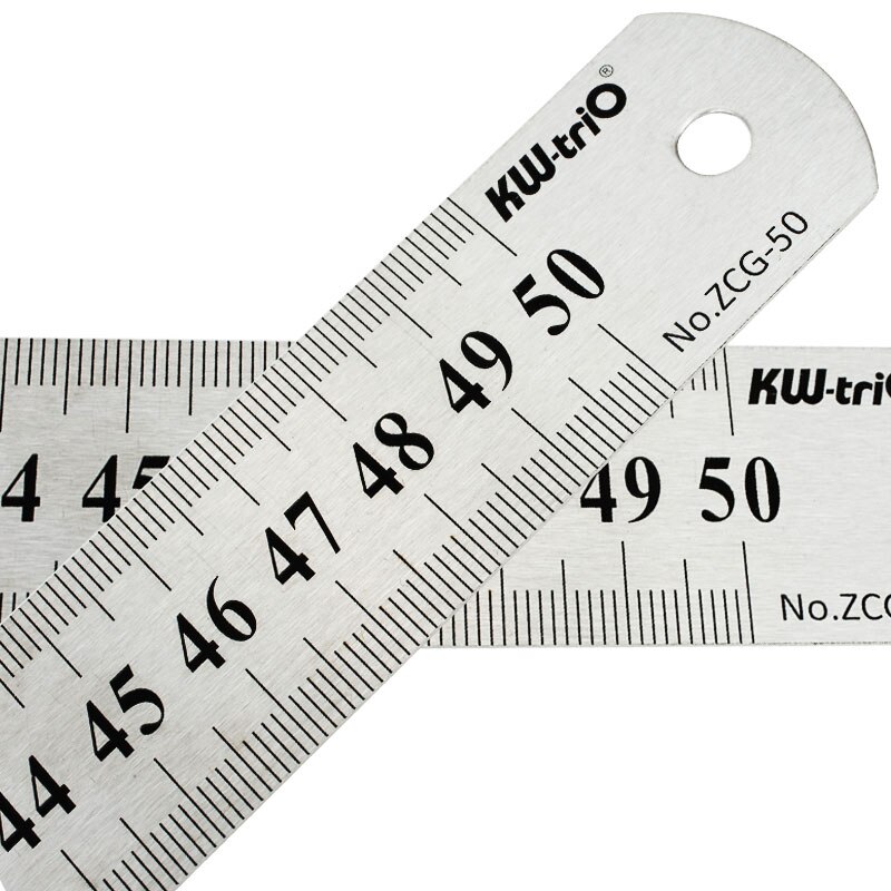 Régua de metal de aço inoxidável para escola, régua reta de dupla face para desenho, material de escritório, 1 peça, 15 20 30 50cm: 50CM