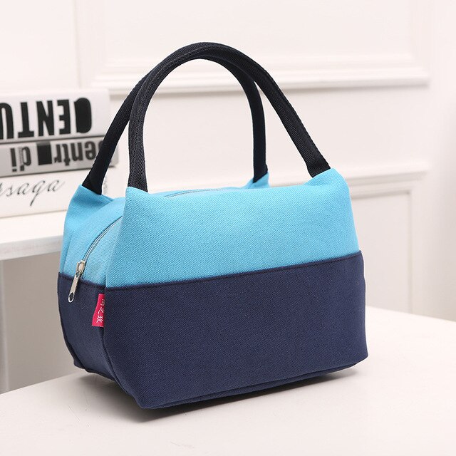 Leinwand Mittagessen Taschen Für Frauen Tragbare Thermal- Isolierte Mittagessen Kasten Tasche Tote Bolsa Comida Mittagessen Tasche Für freundlicher schule: Blau