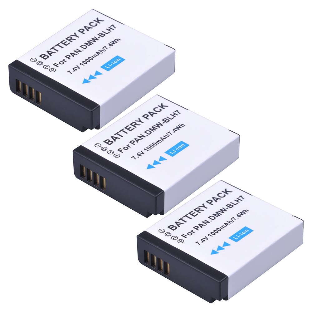 Batterie pour Panasonic Lumix 1000 DMW-BLH7 DMC-LX15, DMC-GM5 mAh, DMW BLH7E BLH7, pour modèles DMC-GF7,, GM1, GF8, GF9, LX10: 3Pc