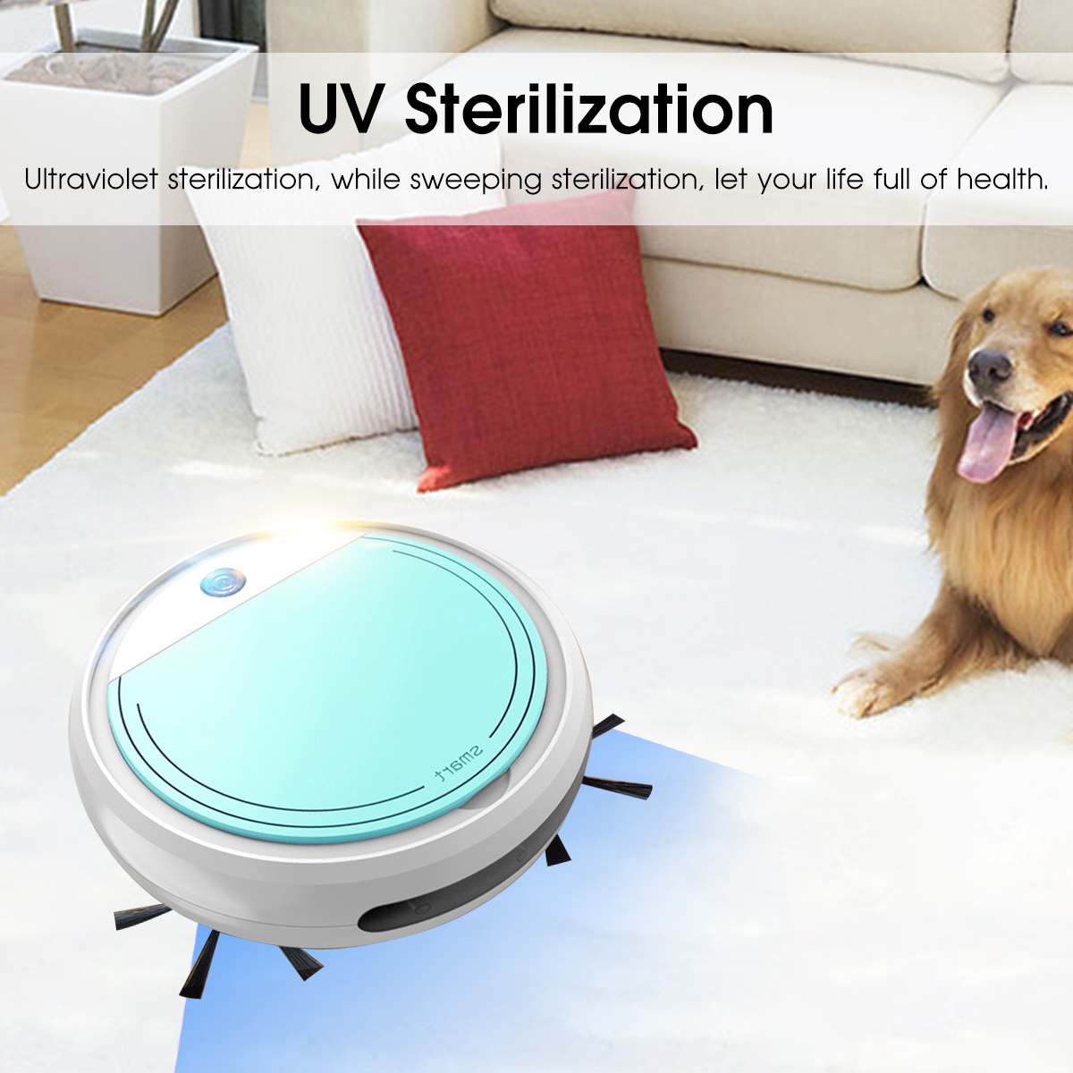 4 IN 1 Robot Vacuum Cleaner Multifunctional Auto Rechargeable UV Sterilizer Sterilization Smart Sweeping Robot Vacuum Cleaner