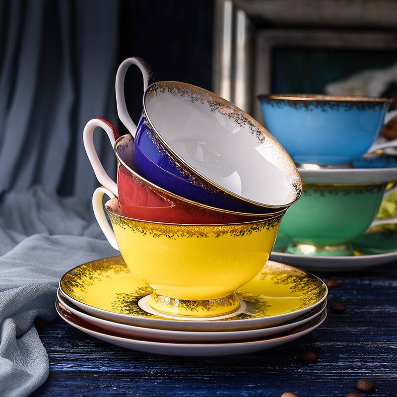 Traditional Chinese Tea Cups Light Luxury Bone China Dinnerware Sets Eco Friendly Tazas De Cafe Coffee Cup Set BE50CC