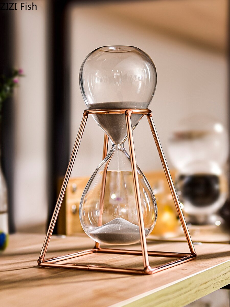 Metal Hourglass Timer 30 Minutes Modern Art Ornament Glass Timing Hourglass Office Living Room Desktop Home Decoration