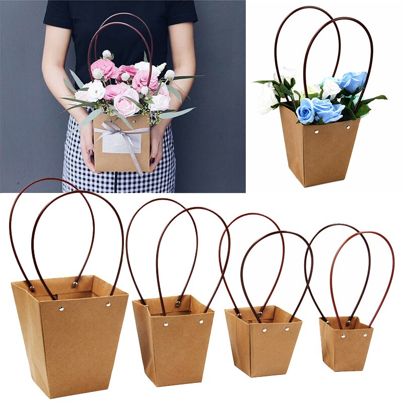 Sac en papier Kraft trapézoïdal | Sachet carré pour plantes vertes/fleurs/viande 7A2251 1 pièce