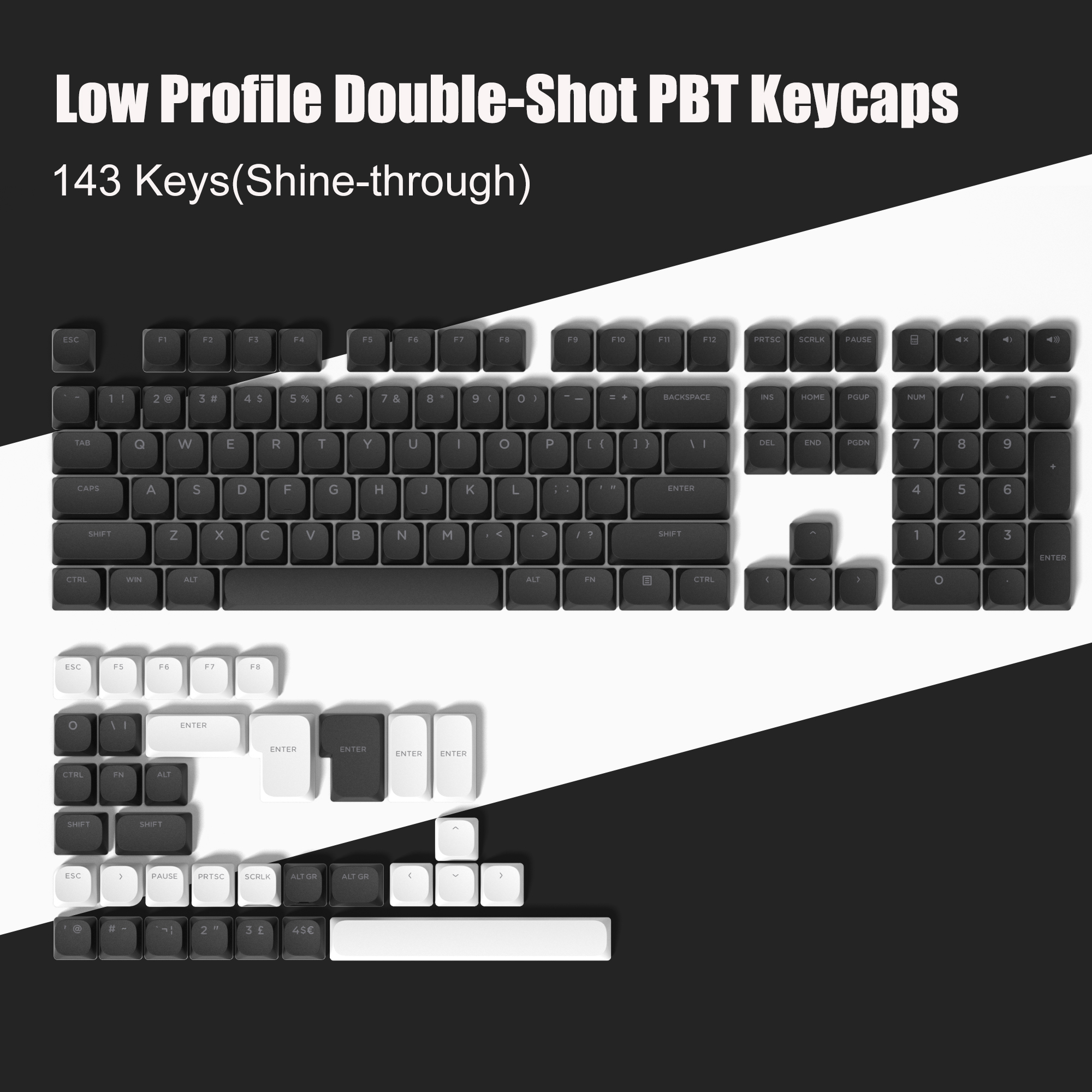 143 toetsen Low Profile PBT Keycaps Backlit Shine Through RGB Key cap voor 60% 61/87/104 Cherry Gateron MX Gamer mechanisch toetsenbord: Cyaan