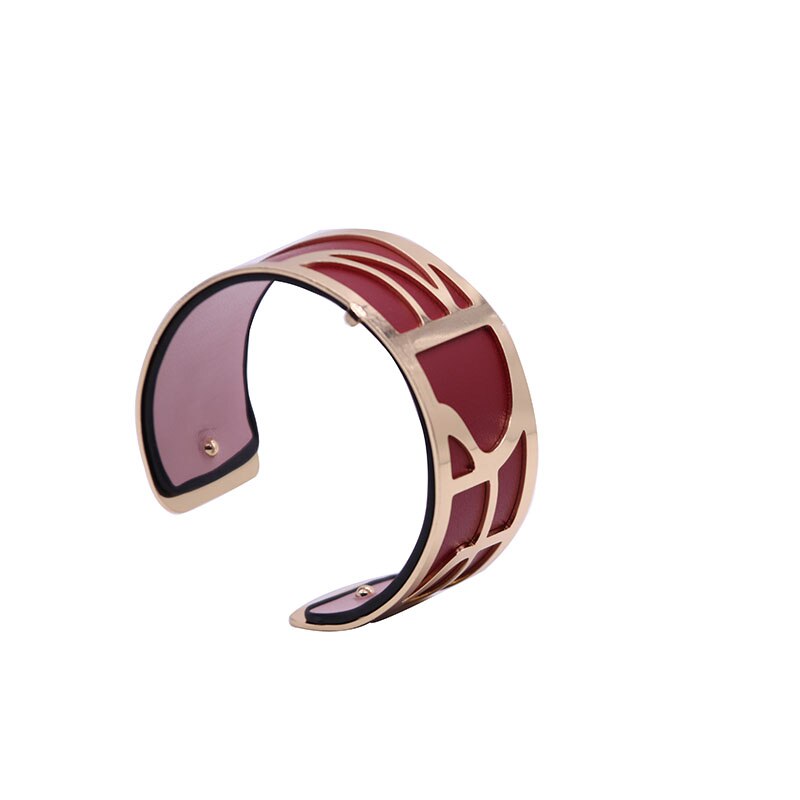 Slakkenhuis Manchet Armbanden Armband met Goud Kleur Manchette Armband Femme Acier Omkeerbare Lederen Georgette Armband Sieraden: WZ0086