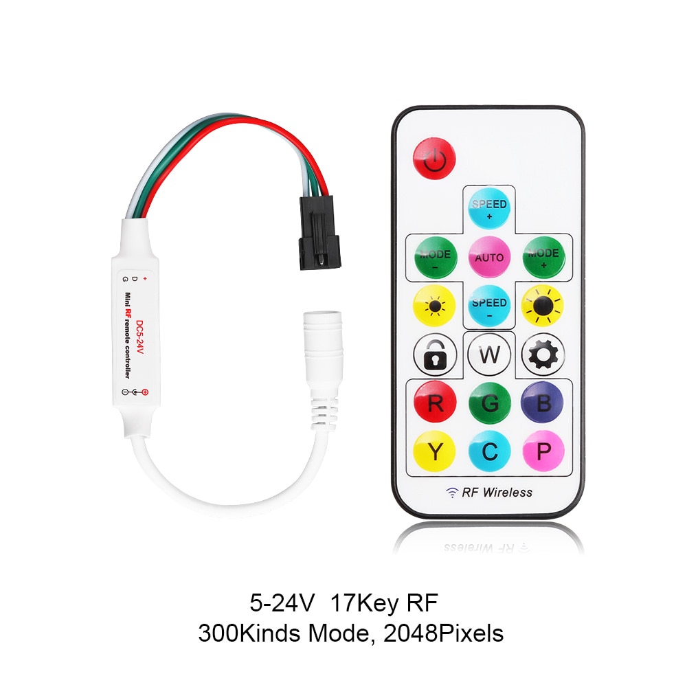 5-24V ws2811 ws2812 Controller Mini 3Key RF 17Key 21Key Bluetooth Music Wifi Controller For Led Pixel Strip ws2812 SP110E SP107E
