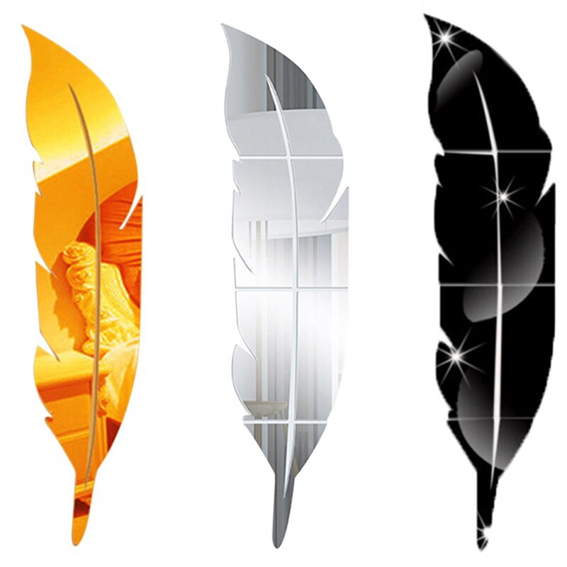 Plumas DIY 3D espejo Adhesivo de pared extraíble s GW 1 Uds decoración de habitación pegatina decorativa de vinilo espejo de pluma espejo Adhesivo de pared