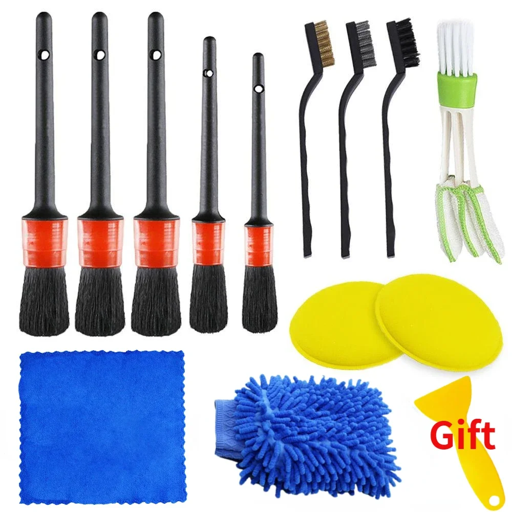 PKWKS Kit de limpieza de coche, juego de cepillos para detalles de taladro, rejillas de ventilación de aire acondicionado, pulidor de toallas, herramientas para detalles de automóviles: YELLOW