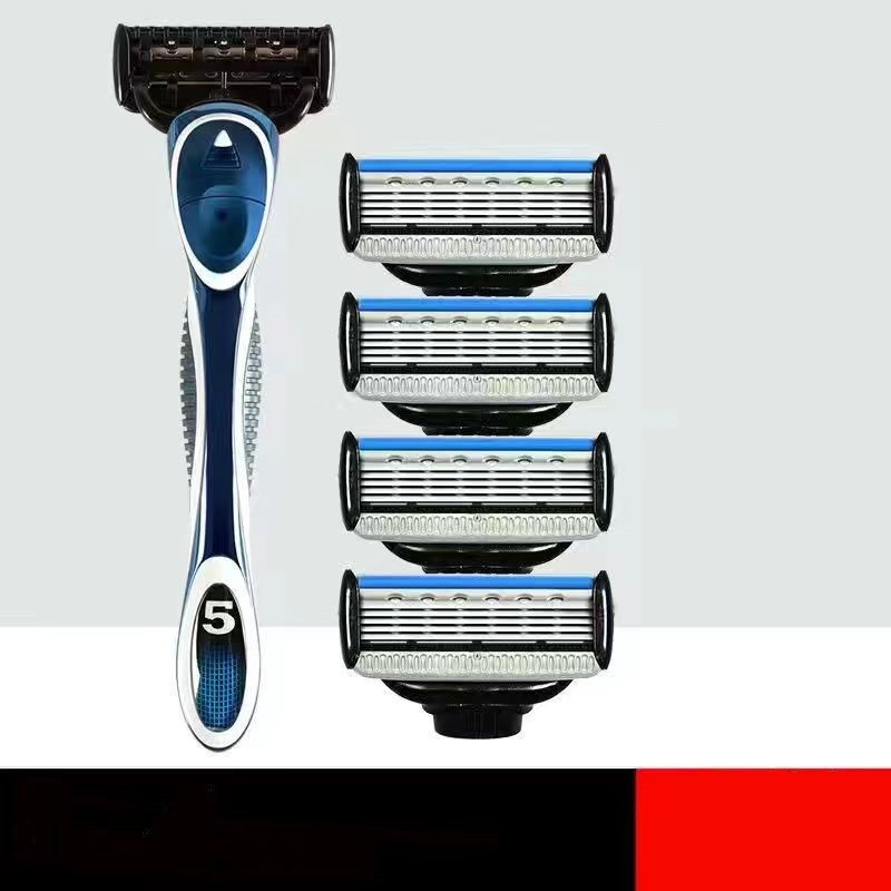Afeitadora manual clásica, maquinilla de afeitar con cuchilla de 5 capas, cuchilla reemplazable, lavada y reutilizable, maquinilla de afeitar de seguridad para hombres