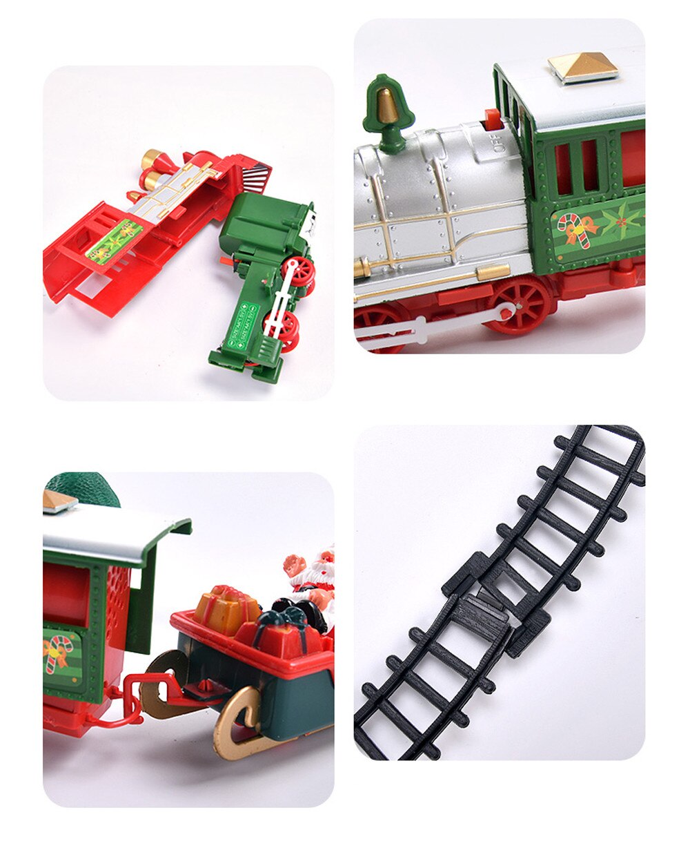 Lichten En Geluiden Kerst Trein Set Railway Tracks Speelgoed Xmas Trein Elektrische Spoorweg Trein Set W/Locomotief Motor speelgoed