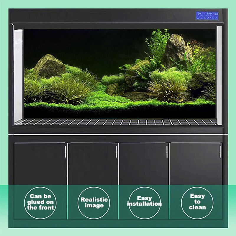 Aquarium Background Static Cling Green Tree Tropical Reptile Background 3D Effect PVC Adhesive Poster Aquarium Poster
