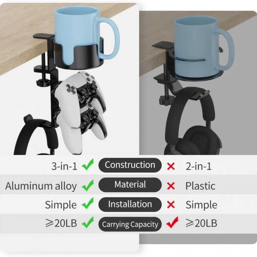 Soporte para vasos de escritorio, auriculares multifuncionales, soporte para mando, almacenamiento de escritorio para Pc, Gamer, auriculares, mango, accesorios