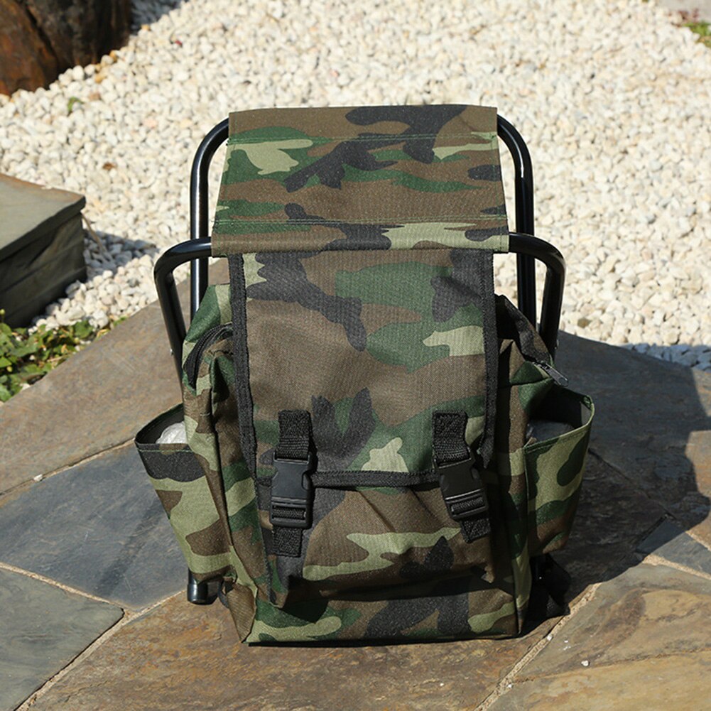 Folding Camping Fishing Chair Backpack Fishing Stool Backpack with Picnic Bag for Outdoor Hiking Seat Bag 600D Oxford Cloth