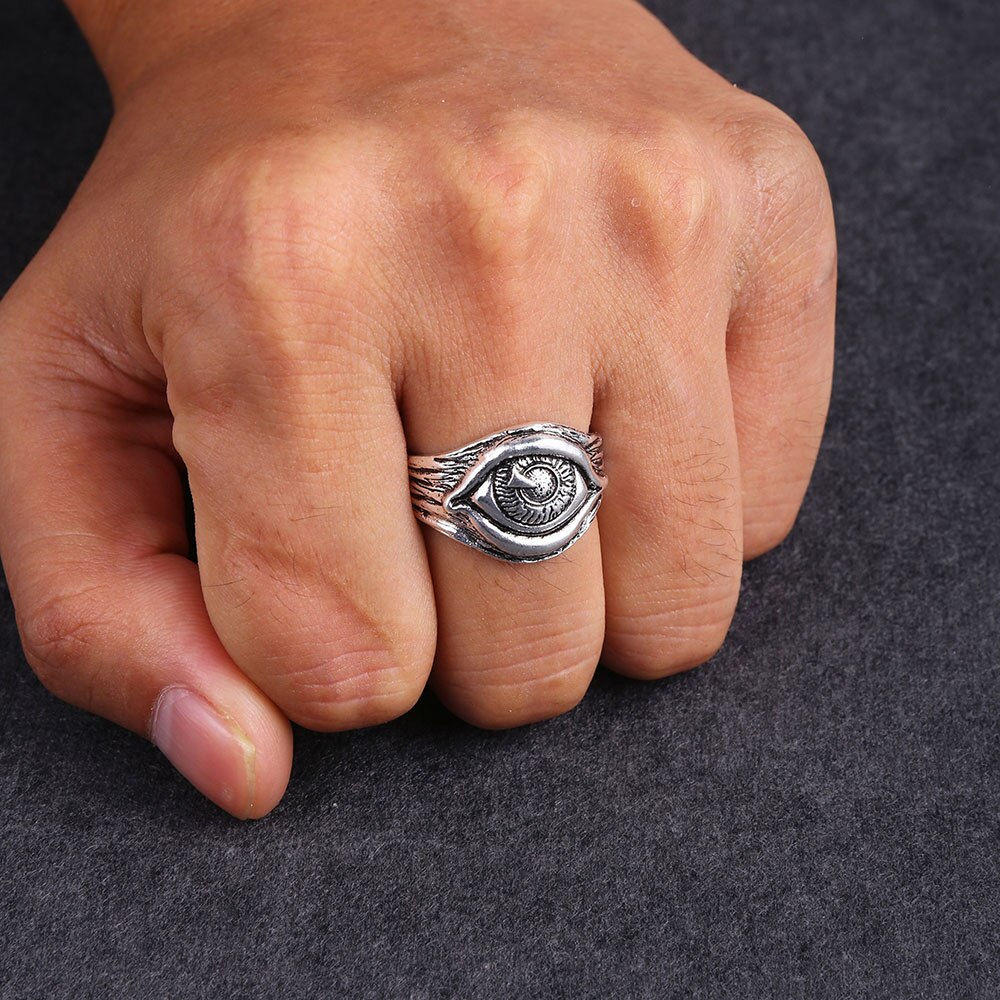 Punk Unisex Evil Eye intagliato anello da donna fatto a mano per anelli da uomo compleanno anniversario di natale regalo gioielli fascia di Halloween