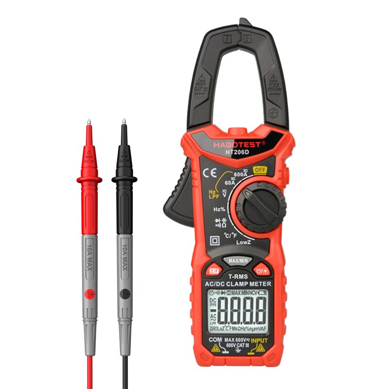 Current Clamp Meter Multimeter HABOTEST HT206 Series AC DC Amp Meter Digital Amperometric Voltage Tester HT206D