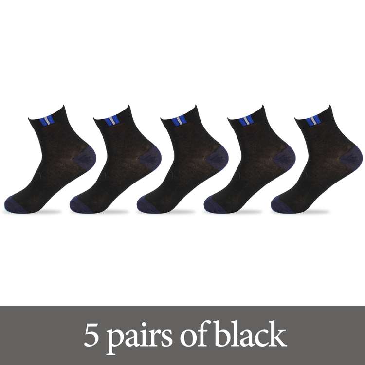 Chaussettes longues en coton pour hommes, 5 paires = 10 pièces, chaussettes de sport, souples et respirantes, confortables et respirantes: black 5pair