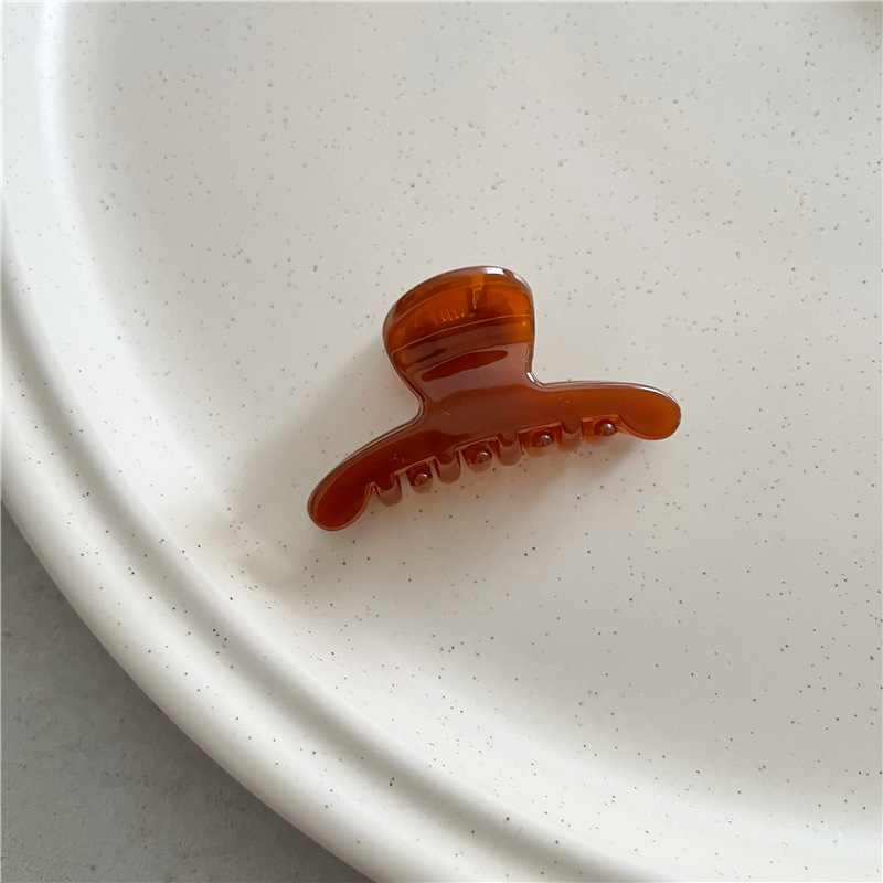 Pinza de pelo acrílica de color con textura de gelatina, flequillo lateral rectangular geométrico de tamaño pequeño, Pinza de agarre pequeña, accesorios para el cabello versión coreana: Borgoña