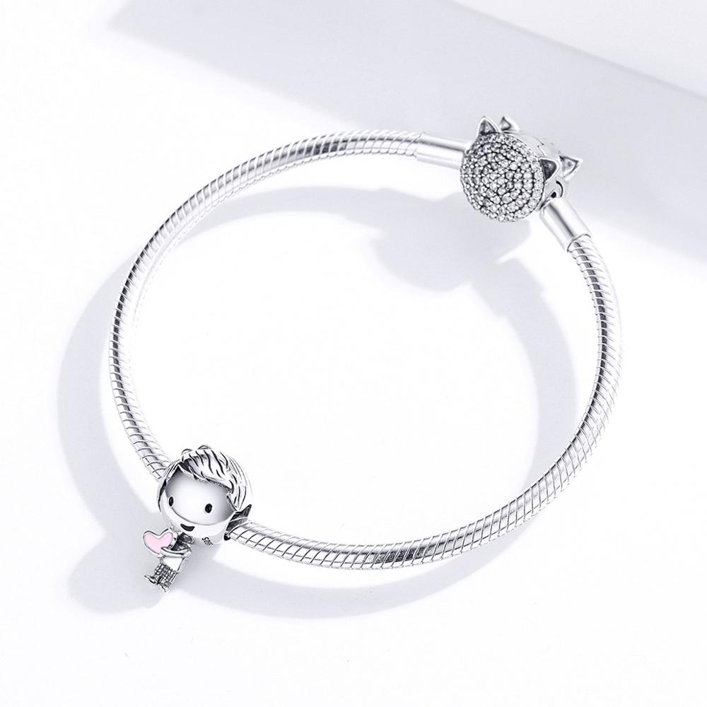 CodeMonkey Boy and Girl Charm fit Original Silver 925 Bracelet Genuine 925 Sterling Silver Metal Beads Valentine CMC1334