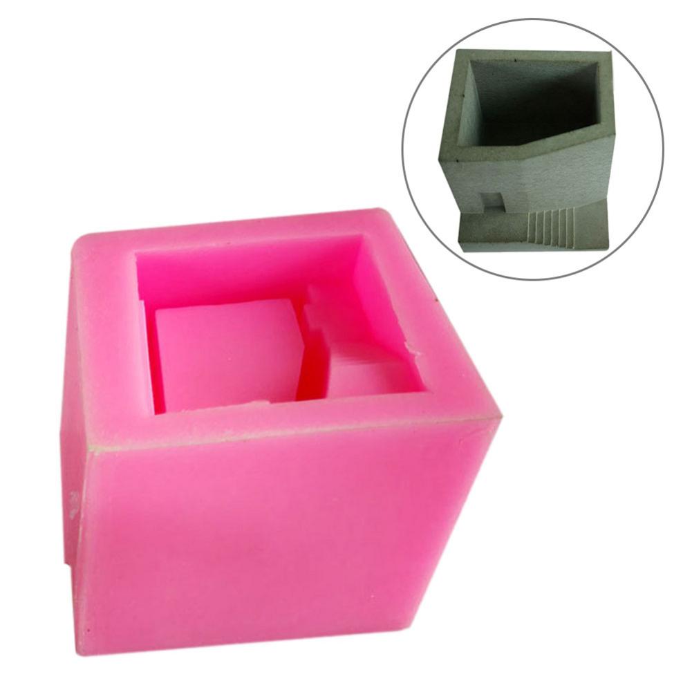 Silicone Mold Succulent Plant Silicone Concrete Mold Stairs Square Flowerpot Cement Clay Mould Mini Plaster Crafts Model Accesso: A