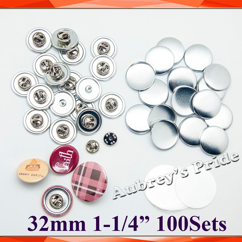100 Sets 1-1/4 &quot;32Mm Vlinder Koppeling Terug Metal Alle Stalen Badge Button Maker Knop supply Materialen