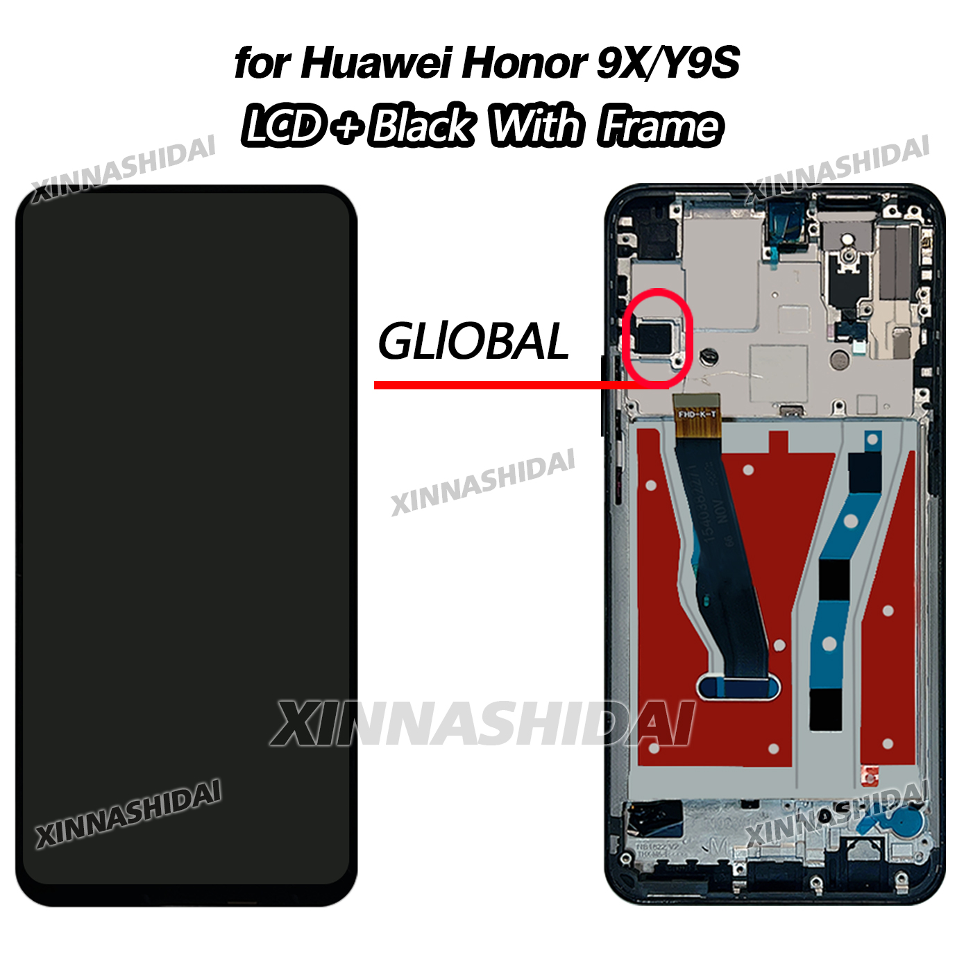 Schermo testato per Huawei Honor 9X Schermo LCD tocco schermo Digitizer assemblaggio Sostituzione schermo TFT con cornice: Lino