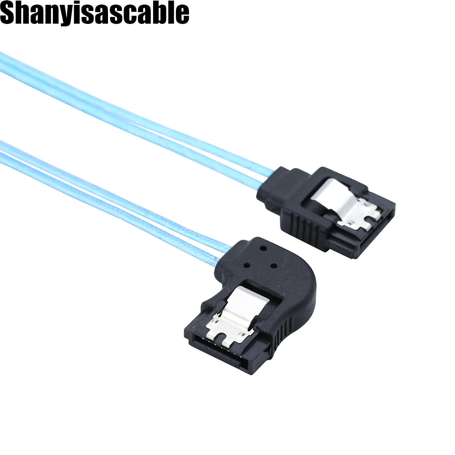 0.3M kabel danych SATA, prawy stopień seryjny ATA III 12 Gbps 7Szpilka żeńnarty robić żeńskiego płaski przewód danych z zatrzaskiem blokującym dla dysk twardy SATA