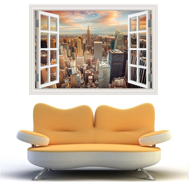 Window Stickers York City 3D Wall Decal Art waterproof Removable Wallpaper Mural Sticker Vinyl Home Decor