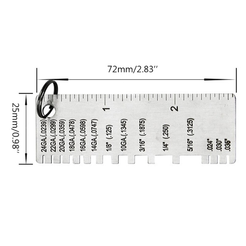 Stainless Steel Thickness Gauge Weld Inspection Ruler Welding Seam Gauge Caliper Metal Sheet Measuring Tools