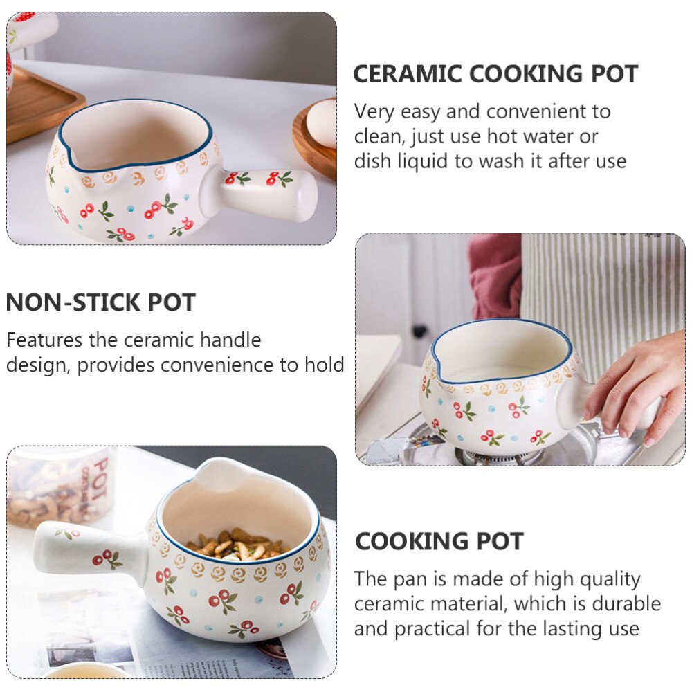 1Pc Milk Pan Ceramic Cooking Pot Non-stick Pot Cooking Pot Milk Pot for Home Kitchen Hotel