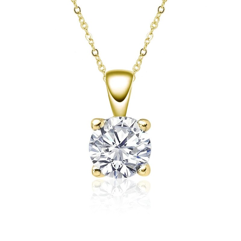 Oevas espumante real 1 quilates d cor moissanite pingente colares para mulher qualidade superior 100% 925 prata esterlina jóias de casamento: Ouro / Dourado