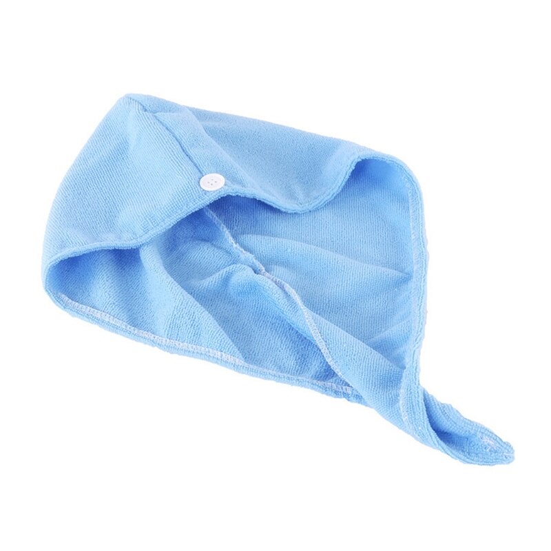 Jones Salethicken Coral Fluwelen Microfiber Haar Handdoek Wrap Twist Super Absorberende Quick Dry Tulband Cap Bad Douche Hoed Met Knop: 8YY103383-BL