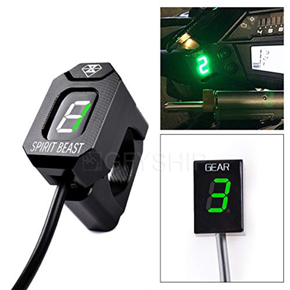 For Harley Davidson ALL VRSC Models e.g. V-Rod ALL YEARS Motorcycle Gear Indicator 1-6 Level Digital Gear Meter: Green with bracket
