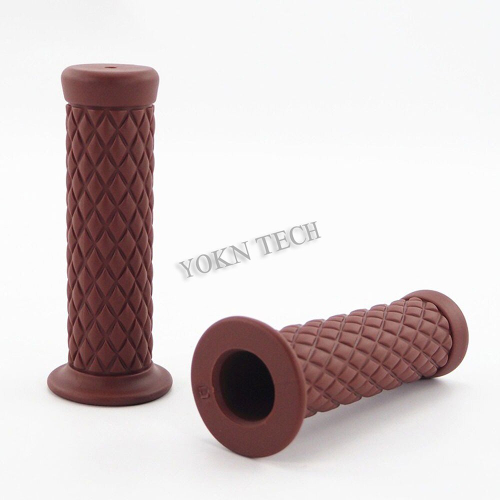 Cafe Racer Motorcycle Hand Grips Rubberen Handvat Bar: Bruin