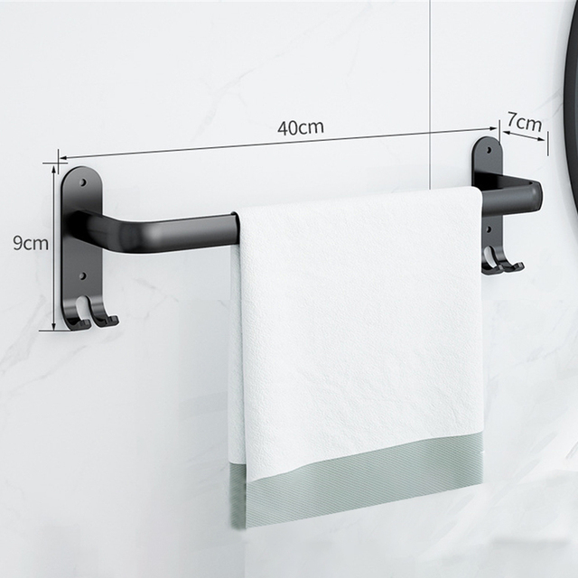 30-50cm veggmonterte håndklehengere håndklestativ baderomstilbehør håndklestang i aluminium matt svart dusjhåndkleholderkrok: Hvit