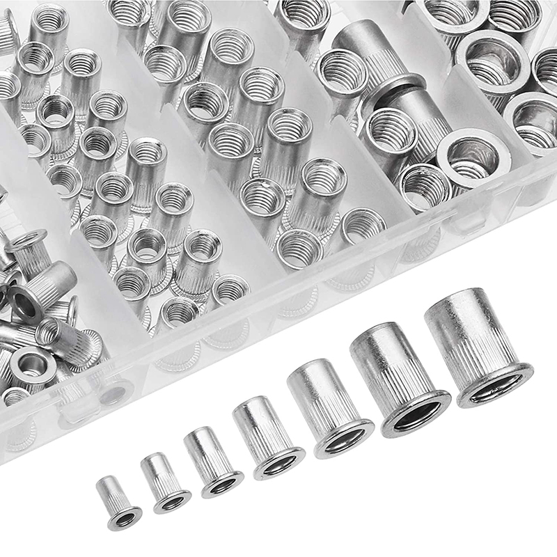 145Pcs M3 M4 M5 M6 M8 M10 M12 Aluminum Rivet Nut Blind Nuts Threaded Insers Crimp Nut Flat Head