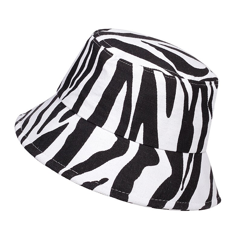 summer cotton bucket hat zebra Striped print Fisherman Hat Hip Hop outdoor travel panama hat Sun hat for men Women
