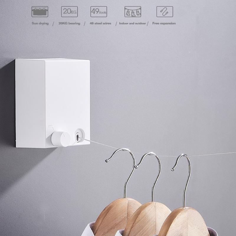 Thuis 4M Staaldraad Onzichtbare Muur Hanger Indoor Intrekbare Effen Waslijn Intrekbare Waslijn Wasdroger