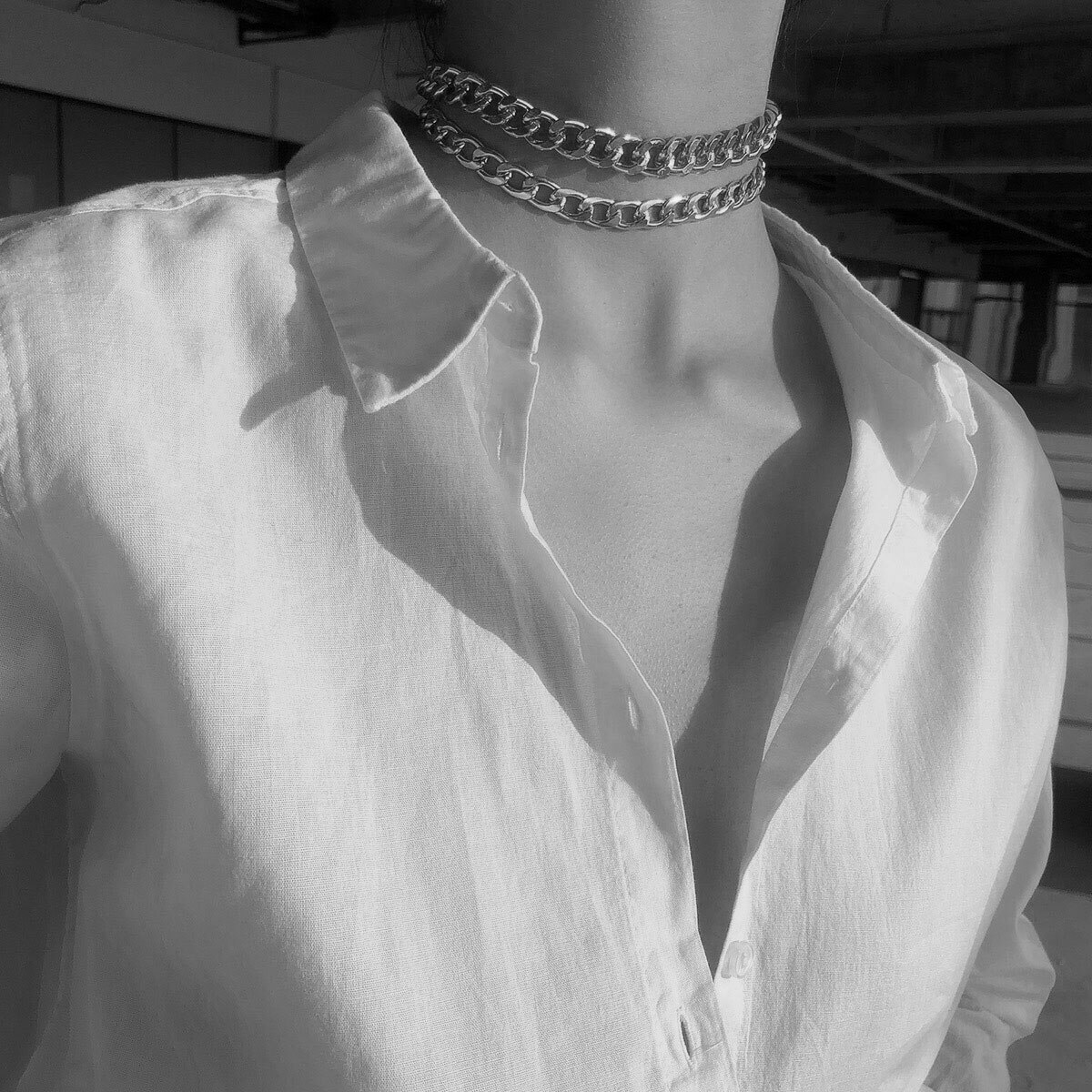 Punk Felsen Aluminium Kette Halsband Halsketten Für Frauen Chocker geschichtet Verknüpfung Kragen Glanz Licht Gewicht Schmuck Schlüsselbein ErkläSprosse