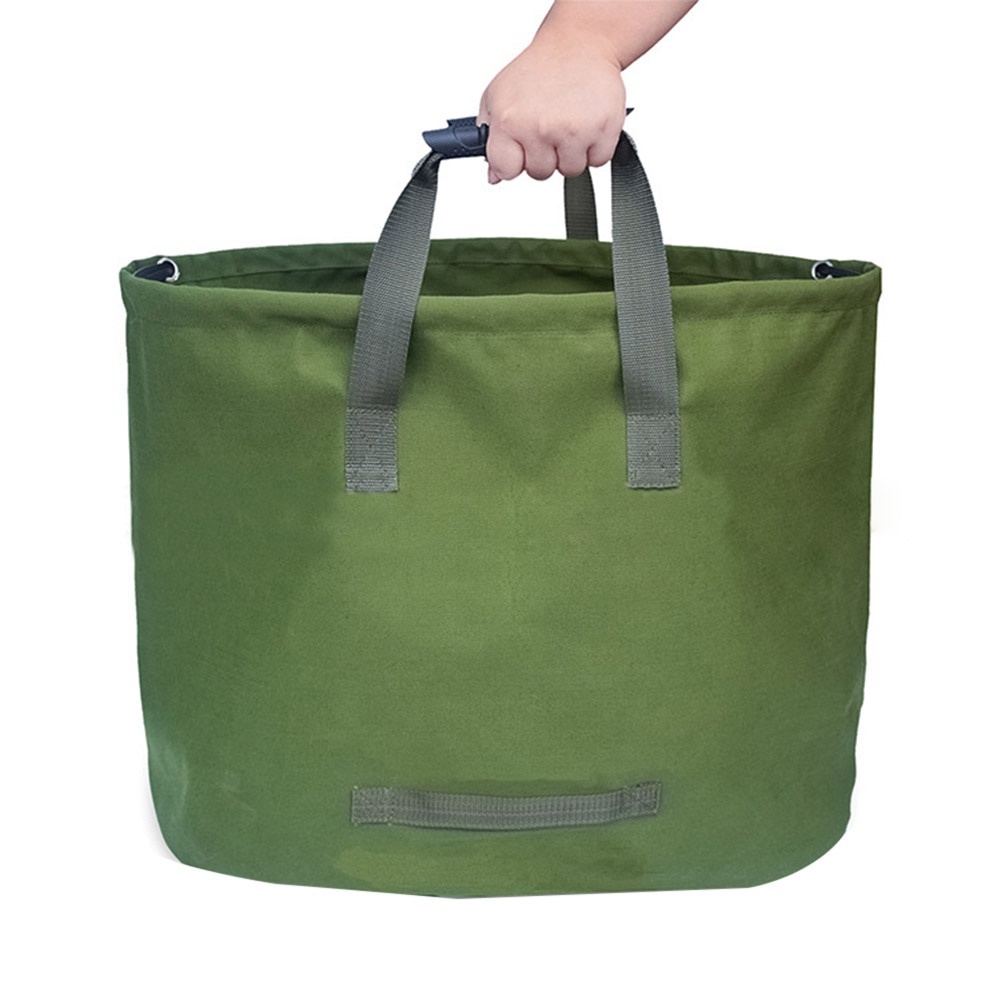 Portable Foldable Large Waste Bag Garden Leaves Waste Trash Bag Waterproof Canvas Camping Reusable Trash Storage Container