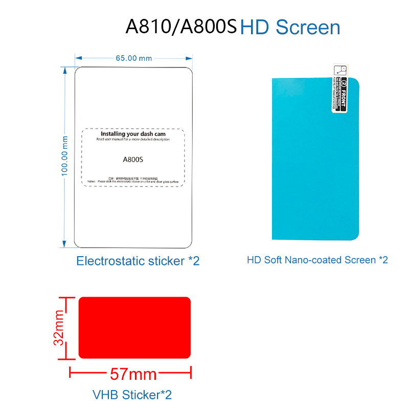 For 70mai Dash Cam A810 A800S 4K Accessory Set Static Sticker 3M Film and Static Stickers Suitable for 70mai A810 Accessory