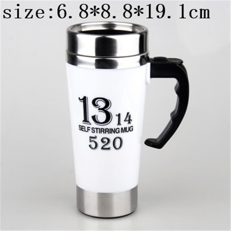 Self Stirrer Mug Automatic Double Coffee Milk Mixing Mugs Stainless Steel Thermal Insulated Cup Smart Electric Shaker Juice Cup: White-1314