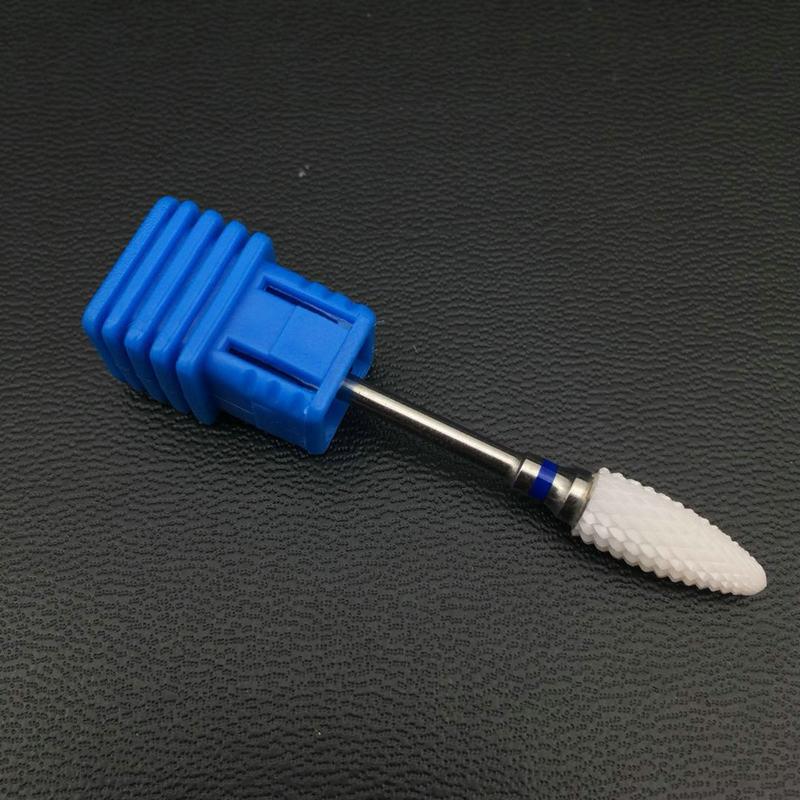 Punta cerámica recta, taladro de decoración de uñas, fresa de puntas para uñas, taladro eléctrico, accesorios para máquinas de manicura